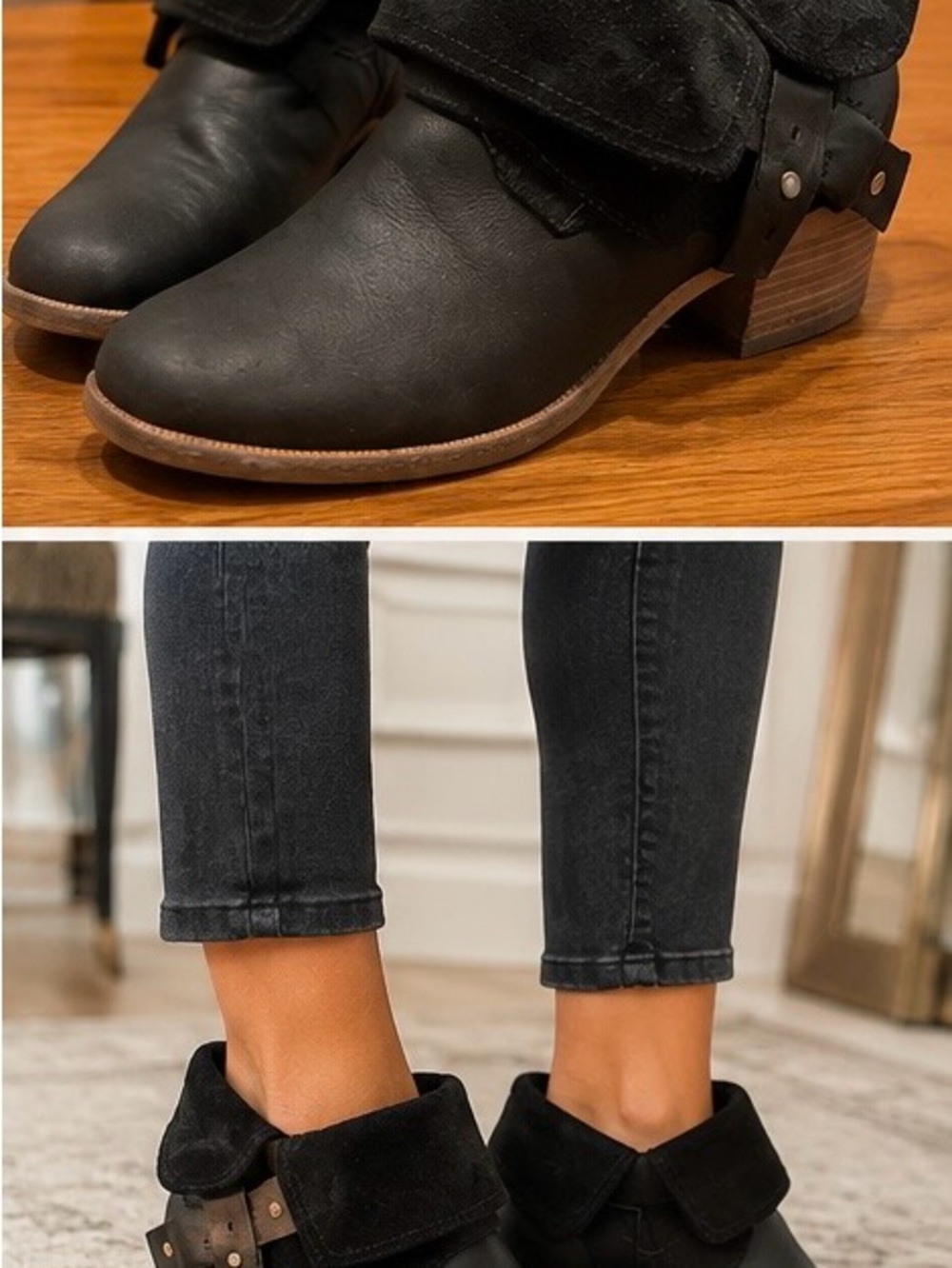 UGG Black Leather & Suede Ankle Booties | Women’s Size 8 | Excellent Condition